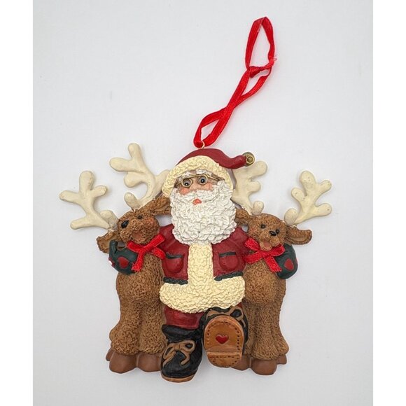 Vintage Kurt S Adler Holly Dearies Santa & Reindeer Christmas Tree Ornament - Picture 8 of 8